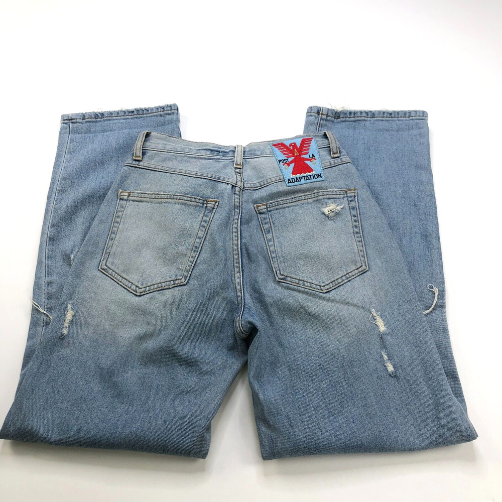 Adaptation 24 (Fits 25W 29L) High Rise Distressed Denim Straight Leg Jeans HR1